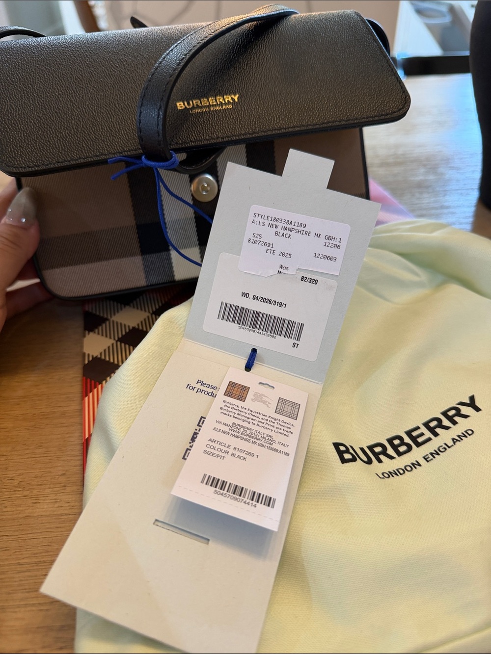 Burberry New Hampshire Black Leather Crossbody with Signature Check Trim - Picture 6 of 7